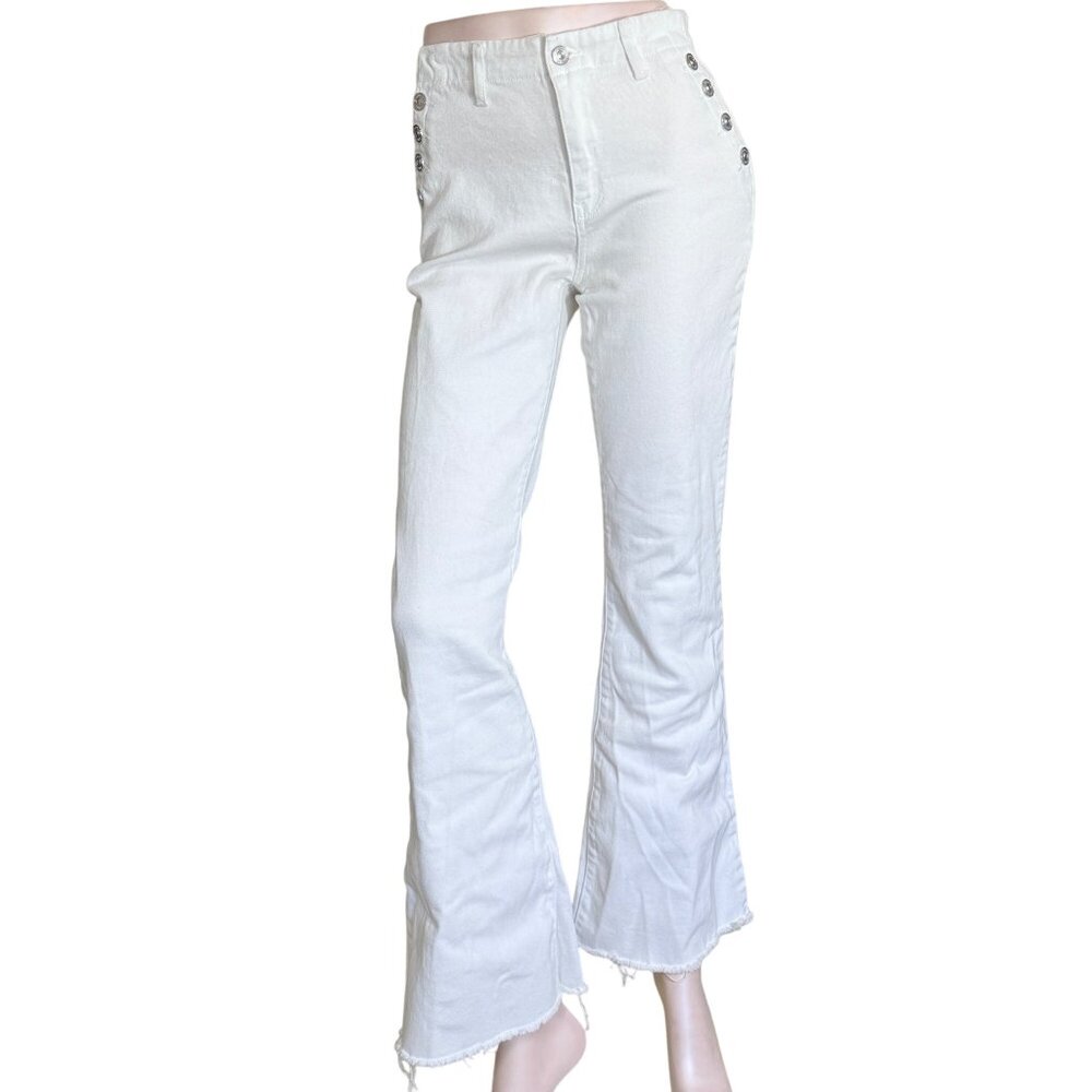 Happily Grey Signature Jeans Womens 3/26 White High Rise Sailor Style Flare